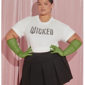 Forever 21 White 'Wicked' Gem Graphic Tee 2X (NWT)